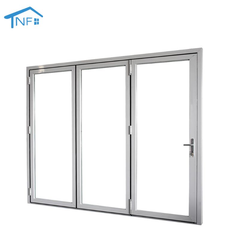 NFRC Patio Garden Exterior Aluminum Frame Double Glass Folding Screen Door