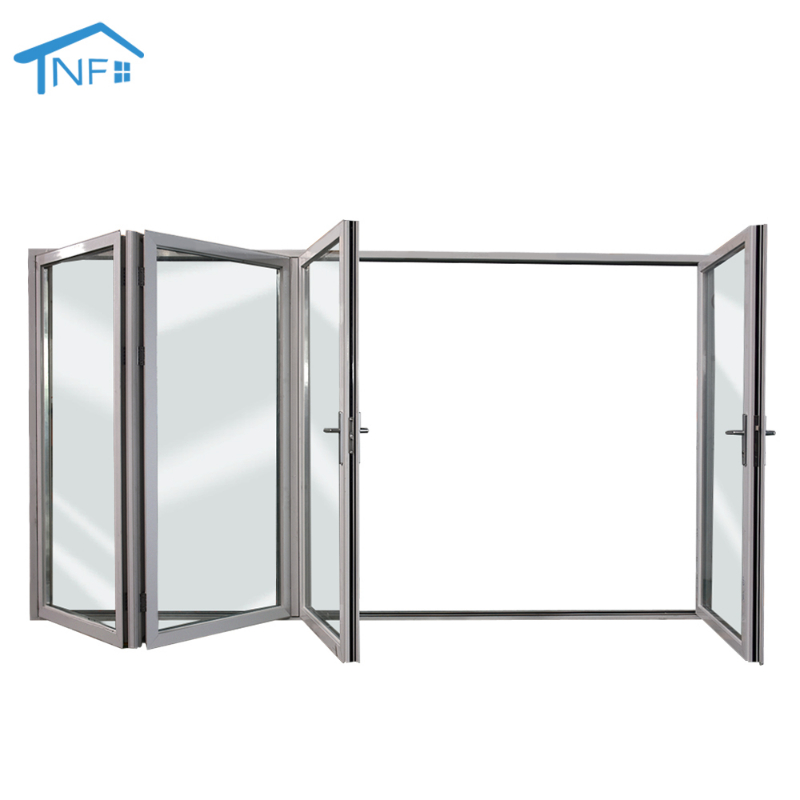 NF New Design Aluminium Alloy Patio Accordion Hurricane Proof Folding Tempered Glass Door