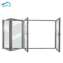 NF New Design Aluminium Alloy Patio Accordion Hurricane Proof Folding Tempered Glass Door