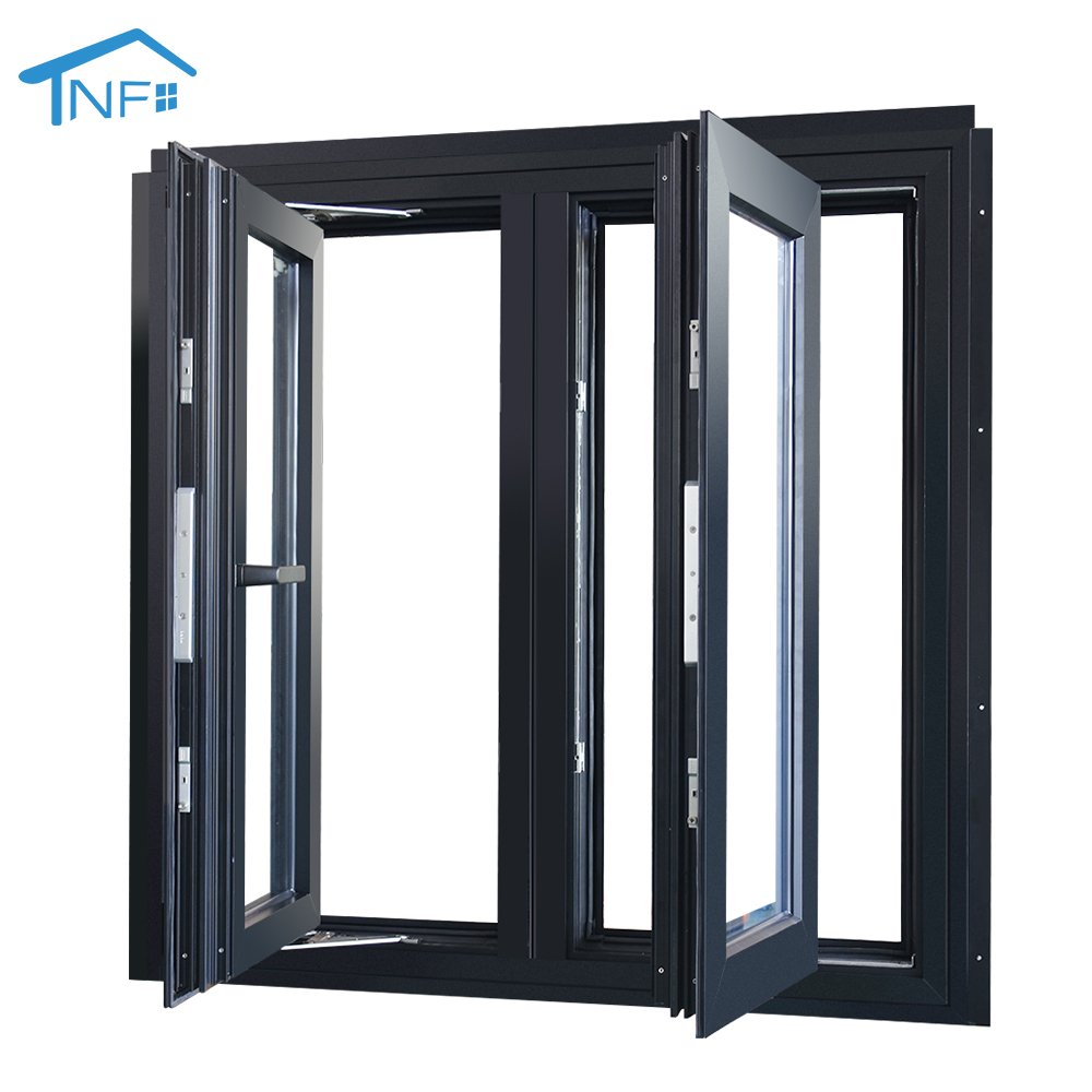 Modern aluminum exterior double glass swing casement window