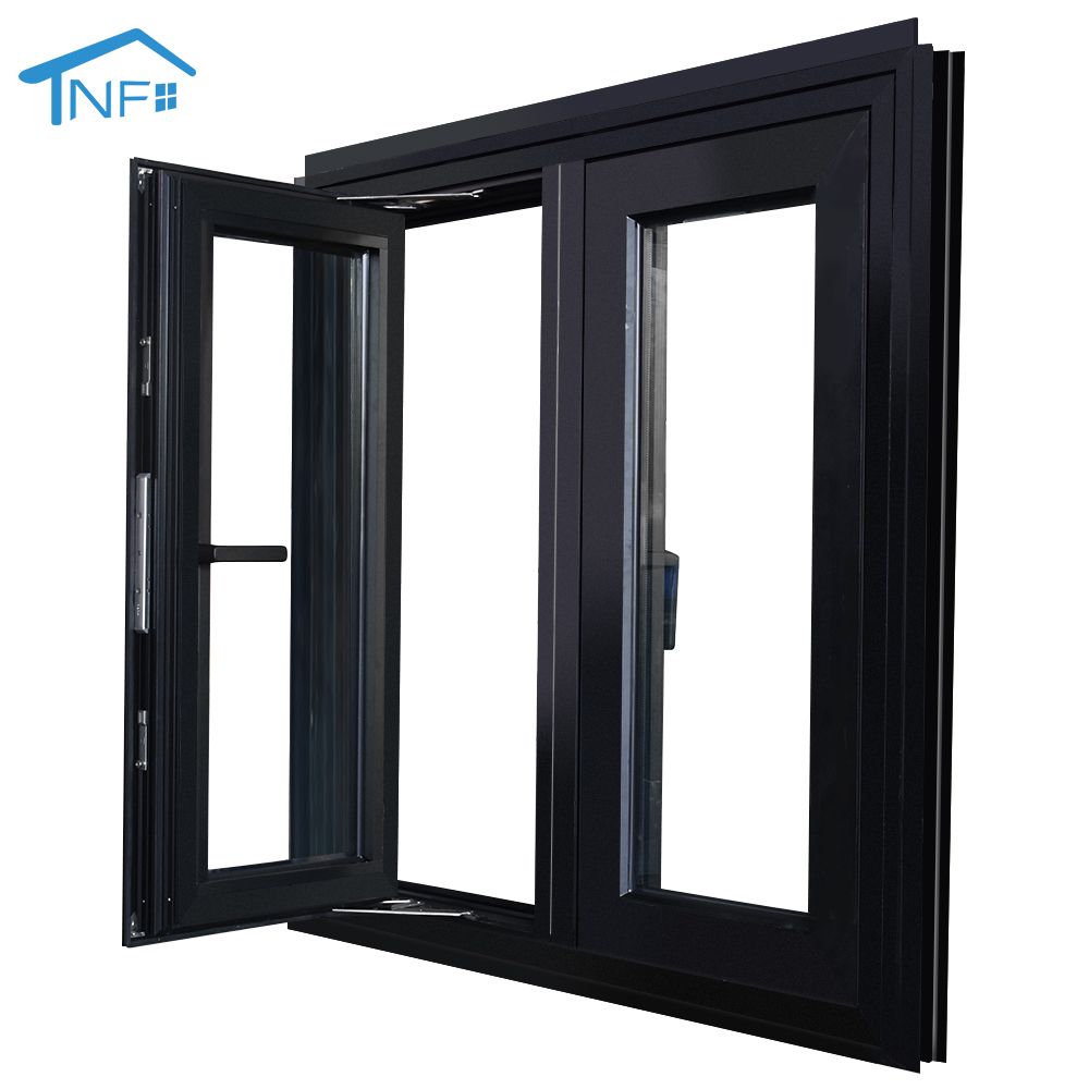 Modern aluminum exterior double glass swing casement window