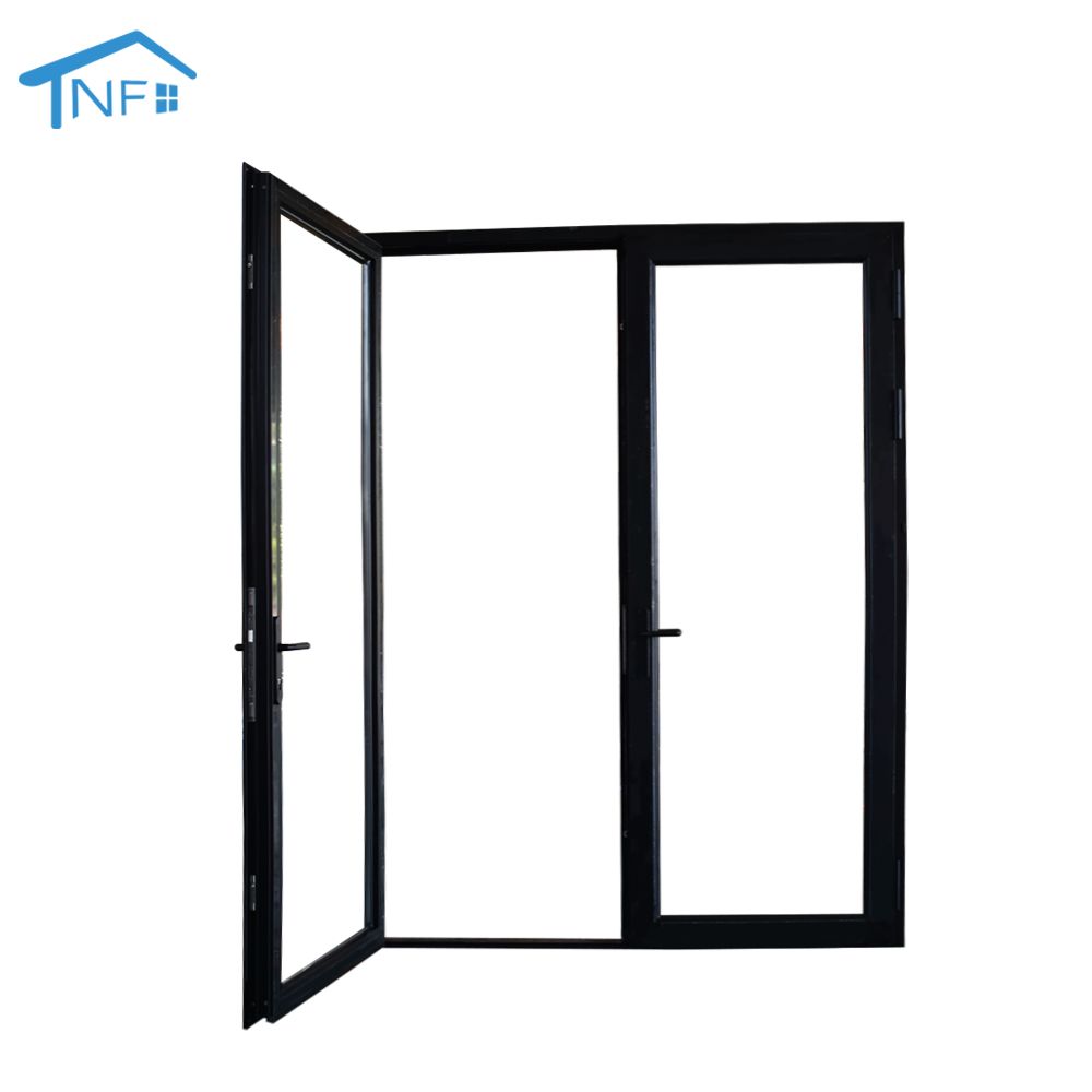 Exterior aluminum double glass french entry door swing casement door