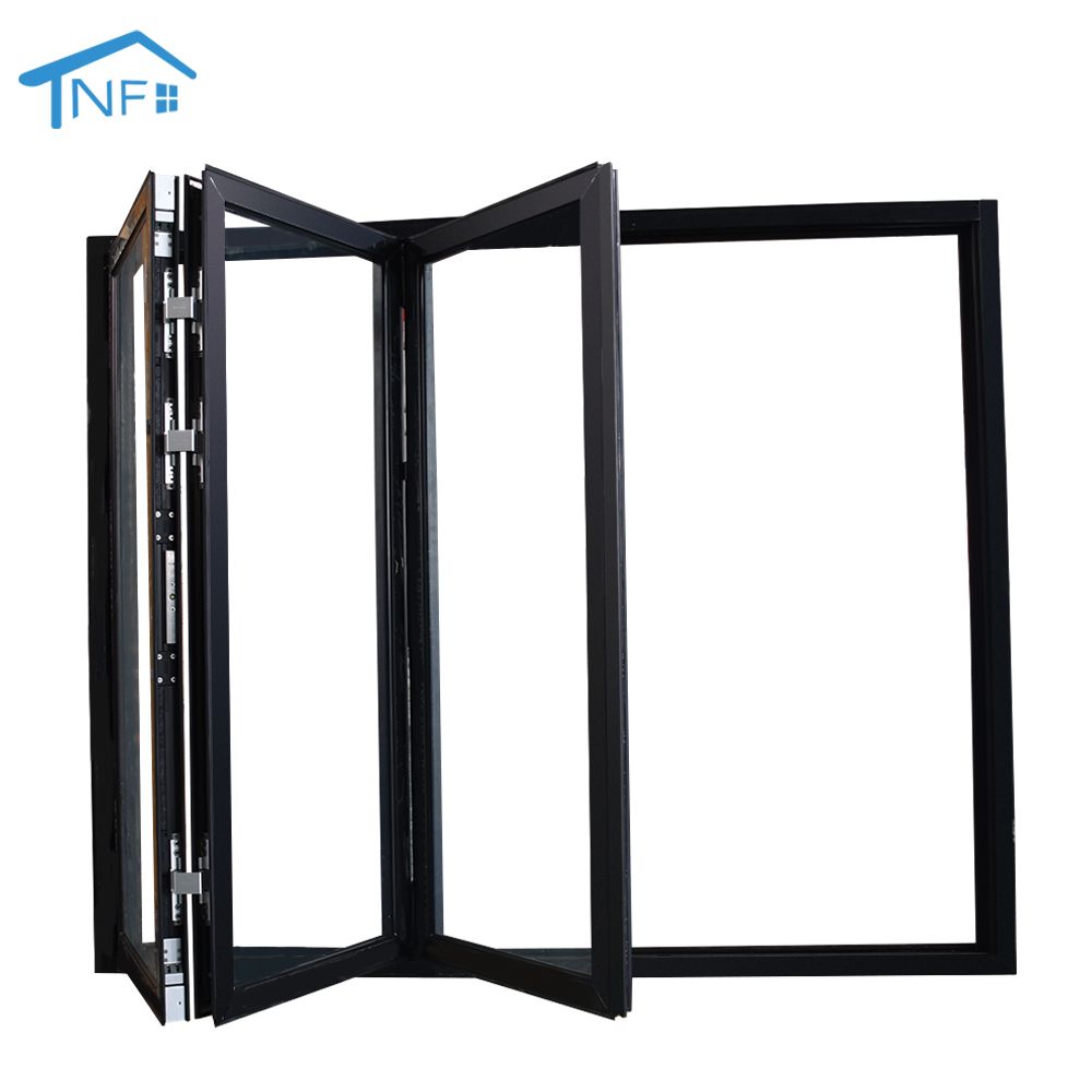 Modern aluminum thermal break folding windows with tempered glass
