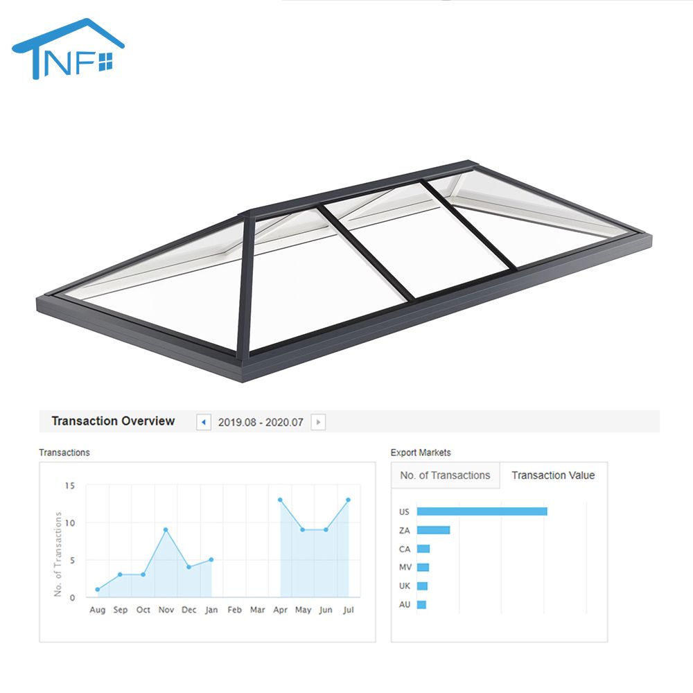 Foshan factory glass roof aluminum skylight roof window